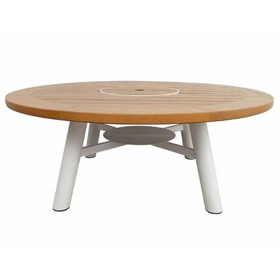 Small Round Fire Pit Table Color Natural Teak & White