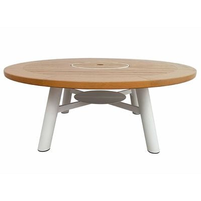 Small Round Fire Pit Table Color Natural Teak & Off White