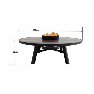 Small Round Fire Pit Table Color Dark Mahogany & Black - Aluminium Frame