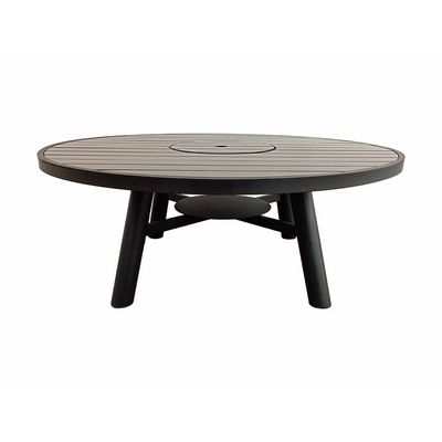 Small Round Fire Pit Table Color Dark Mahogany & Black - Aluminium Frame