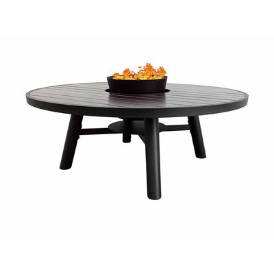 Small Round Fire Pit Table Color Dark Mahogany & Black - Aluminium Frame