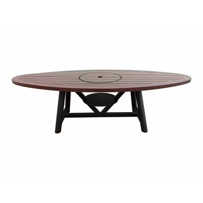 Small Oval Fire Pit Table Color Dark Mahogany & Black