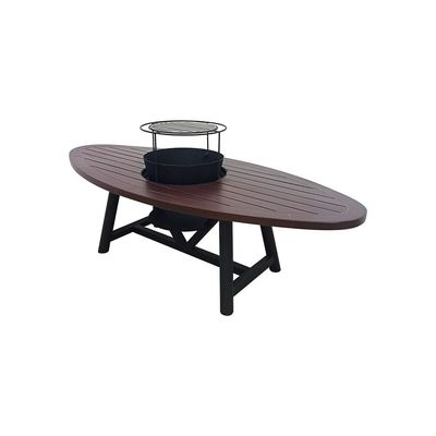 Small Oval Fire Pit Table Color Dark Mahogany & Black