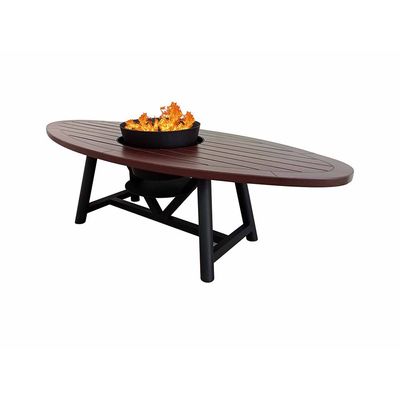 Small Oval Fire Pit Table Color Dark Mahogany & Black