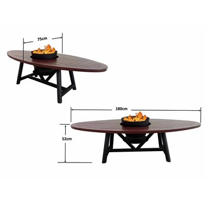 Small Oval Fire Pit Table Color Dark Mahogany & Black