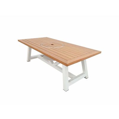 Small Rectangular Fire Pit Table Color Natural Teak & White