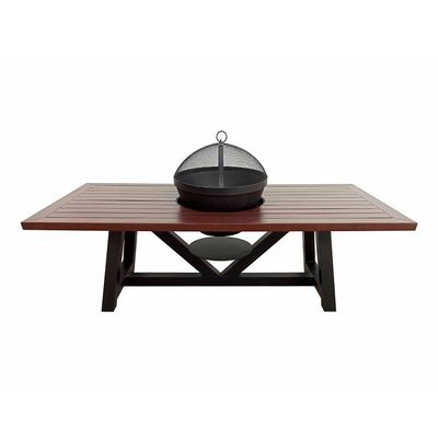 Small Rectangular Fire Pit Table Color Dark Mahogany & Black