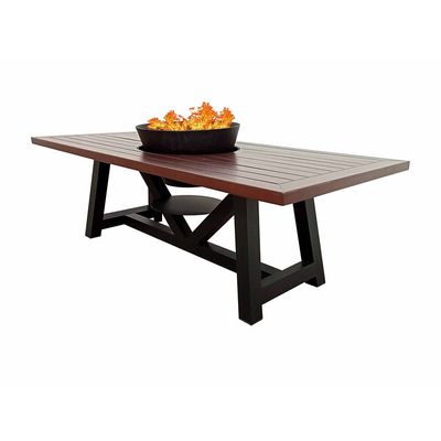 Small Rectangular Fire Pit Table Color Dark Mahogany & Black