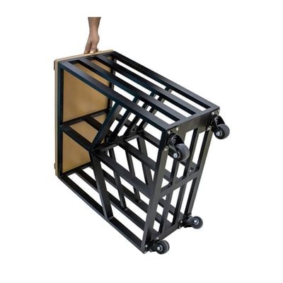 Wood Rack Trolley Color Natural Teak & Black 