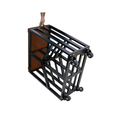 Wood Rack Trolley Color Dark Mahogany & Black 