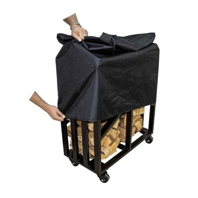 Wood Rack Trolley Color Dark Mahogany & Black 