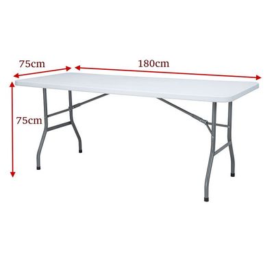 Maple Home Plastic Folding Table Fold-in-Half Metallic Frame Portable Multi-purpose Carry Handle 6-8 Persons Dining Living Office Camp Picnic Beach Furniture 75*150*75cm