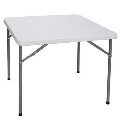 Maple Home Plastic Folding Table Fold-in-Half Metallic Frame Portable Multi-purpose Carry Handle 2-4 Persons Dining Living Office Camp Picnic Beach Furniture 88*88*75cm