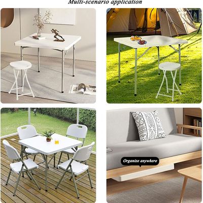Maple Home Plastic Folding Table Fold-in-Half Metallic Frame Portable Multi-purpose Carry Handle 2-4 Persons Dining Living Office Camp Picnic Beach Furniture 88*88*75cm-HW-4