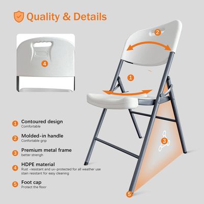 Maple Home Plastic Folding Chair Metallic Frame Armless Modern Stool Transparent Seat High Back Portable Dining Living Office Make-up Event Furniture 