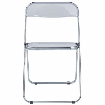 Maple Home Acrylic Folding Chair Metallic Frame Armless Modern Stool Transparent Seat High Back Portable Dining Living Office Make-up Event Furniture