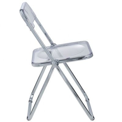 Maple Home Acrylic Folding Chair Metallic Frame Armless Modern Stool Transparent Seat High Back Portable Dining Living Office Make-up Event Furniture