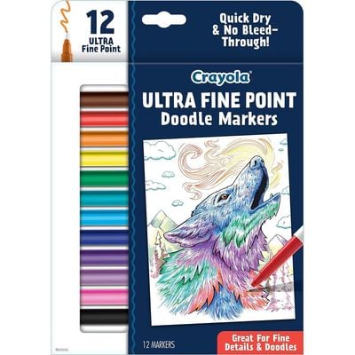 Crayola Ultra Fine Point Doodle Markers Pack of 12 : Ultra fine markers set - Fine line markers pack - Precision markers