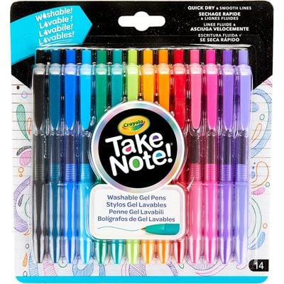 Crayola Take Note! Washable Gel Pens Pack of 14: Coloring pens -Washable ink pens - Art supplies for kids