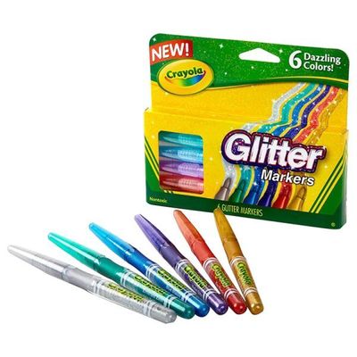 Crayola Glitter Markers Pack of 6 :Glitter art supplies - drawing markers - paint markers