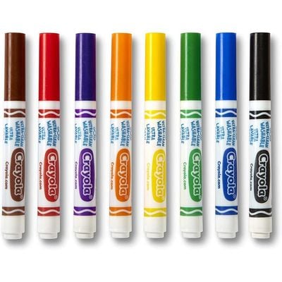 Crayola 8 Ct. Ultra-Clean Washable Classic Fine Line Color: Coloring markers - School and office supplies - Washable ink markers