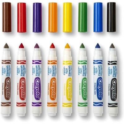 Crayola 8 Ct. Ultra-Clean Washable Classic Fine Line Color: Coloring markers - School and office supplies - Washable ink markers