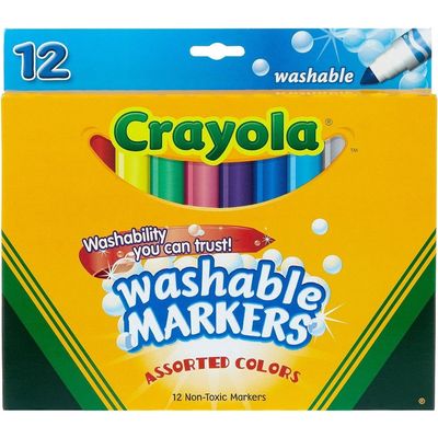 Crayola 12 Count Ultra-Clean Washable Assorted, Broad Line, Colormax Markers