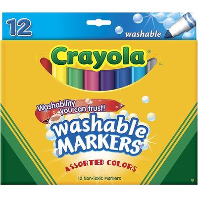 Crayola 12 Count Ultra-Clean Washable Assorted, Broad Line, Colormax Markers