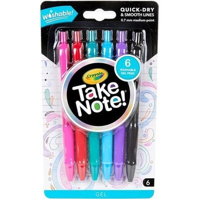 Crayola 6 Count Take Note! Washable Gel Pens