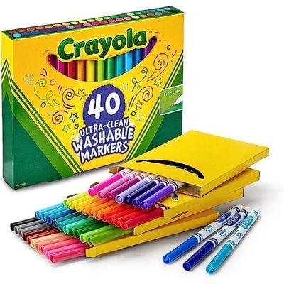 Crayola Ultra Clean Washable Assorted Fine Line Color Max Markers Pack of 40