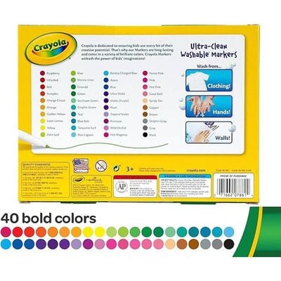 Crayola Ultra Clean Washable Assorted Fine Line Color Max Markers Pack of 40