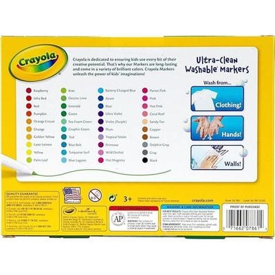 Crayola Ultra Clean Washable Assorted Fine Line Color Max Markers Pack of 40