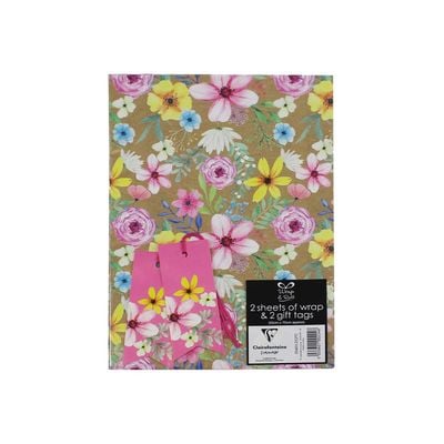 Wrap & Roll Floral 2 Sheet 2 Tag : Durable wrapping paper roll - Customizable wrapping material - Eco-friendly gift wrap choice - Convenient gift wrapping solution