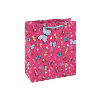 Eurowrap TCF Butterfly Large Bag Girls - Gift Bag  - Birthday - Party Favor Bag