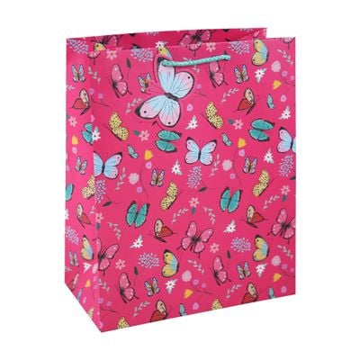 Eurowrap TCF Butterfly Large Bag Girls - Gift Bag  - Birthday - Party Favor Bag