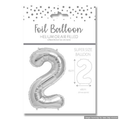 Ballunar Number 2 Silver Foil Balloon 65cm