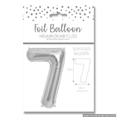 Ballunar Number 7 Silver Foil Balloon 65cm