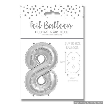 Ballunar Number 8 Silver Foil Balloon 65cm