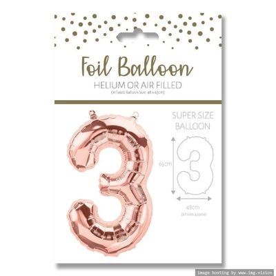 Ballunar Number 3 Gore Gold Foil Balloon 65cm