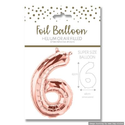 Ballunar Number 6 Gore Gold Foil Balloon 65cm