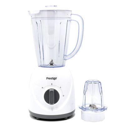 Prestige 2 in 1 Stand Blender 1.5 Ltr 400W | Blender with Grinder Mills | Stainless Steel Blades and Two Pulse Control for Fine and Grinding of Coffee Herbs - White PR81529