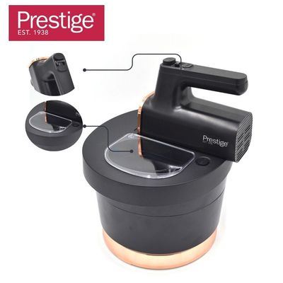 Prestige Stand Mixer with Spillage Proof Bowl Lid 300W | Quick Mixer with Plastic Bowl Viewing | Egg Beater Hand and Stand Mixer bowl Combo - Black PR81531