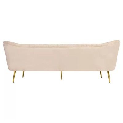 Tiberius 3 Seater Fabric Sofa Metal Leg Comfortable Seating Ideal for Living Room - Cream