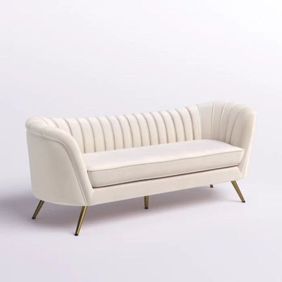 Tiberius 3 Seater Fabric Sofa Metal Leg Comfortable Seating Ideal for Living Room - Cream