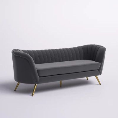 Tiberius 3 Seater Fabric Sofa Metal Leg Comfortable Seating Ideal for Living Room - Grey