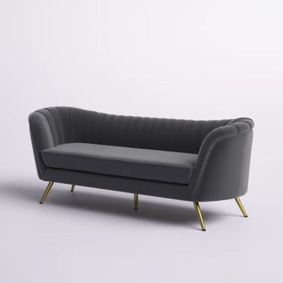 Tiberius 3 Seater Fabric Sofa Metal Leg Comfortable Seating Ideal for Living Room - Grey