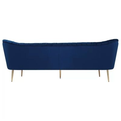 Tiberius 3 Seater Fabric Sofa Metal Leg Comfortable Seating Ideal for Living Room - Blue