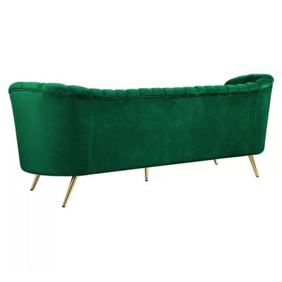 Tiberius 3 Seater Fabric Sofa Metal Leg Comfortable Seating Ideal for Living Room - Green