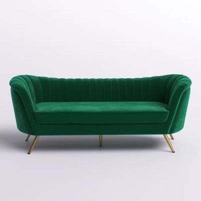 Tiberius 3 Seater Fabric Sofa Metal Leg Comfortable Seating Ideal for Living Room - Green