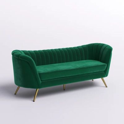 Tiberius 3 Seater Fabric Sofa Metal Leg Comfortable Seating Ideal for Living Room - Green